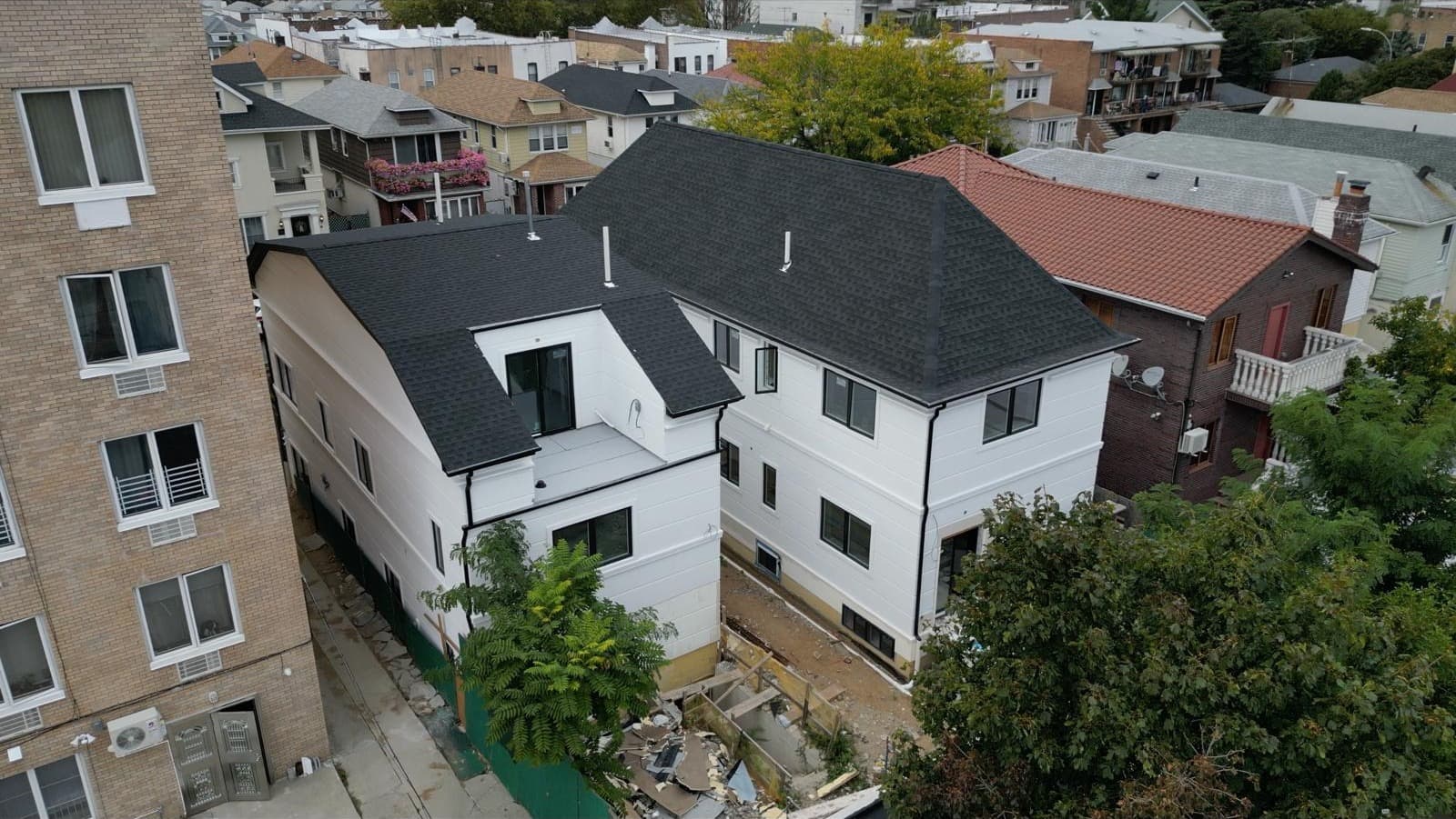 Side angle of finished duplex roofs in Brooklyn